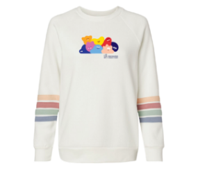 Striped Sleeves Crewneck Characters Logo - Ivory